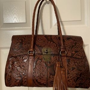 Patricia Nash Embossed Leather Barrell/Satchel/Tote